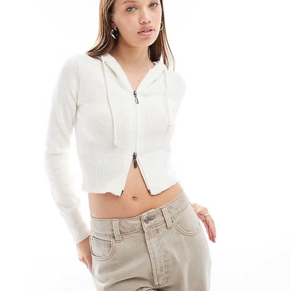 Cotton On White Zip-Up Sweater